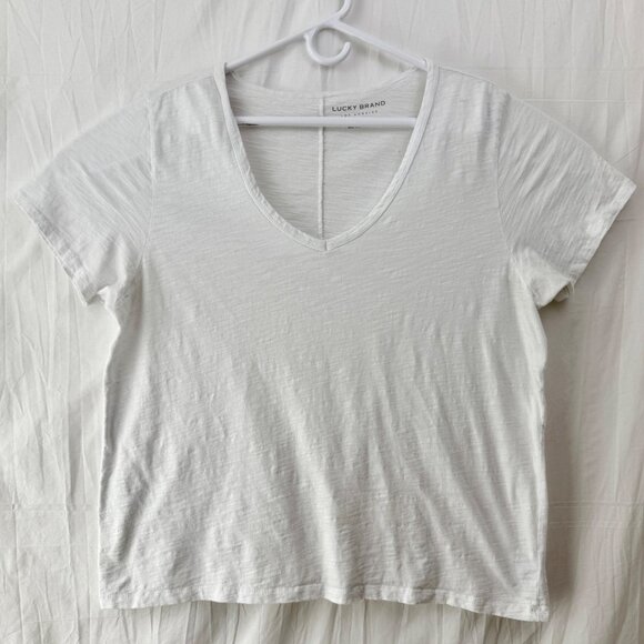Lucky Brand Relaxed V Neck Tee Women XL White - Picture 1 of 7